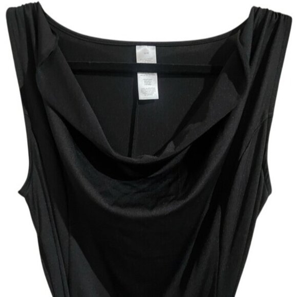 Elegant Sophisticated Sleeveless Black Cowl Neck Midi Dress With Tie Belt Size M - Picture 6 of 13